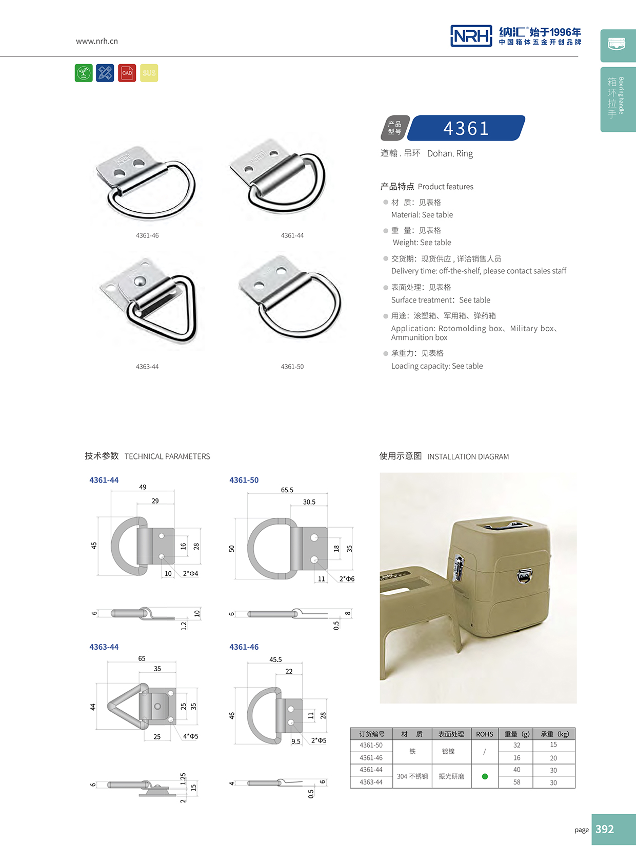 香蕉性爱视频/NRH 滾塑箱吊環 4363-44
